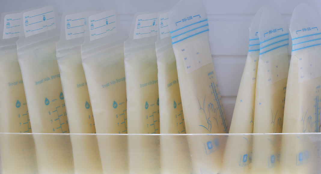 breast milk donations set aside in a freezer