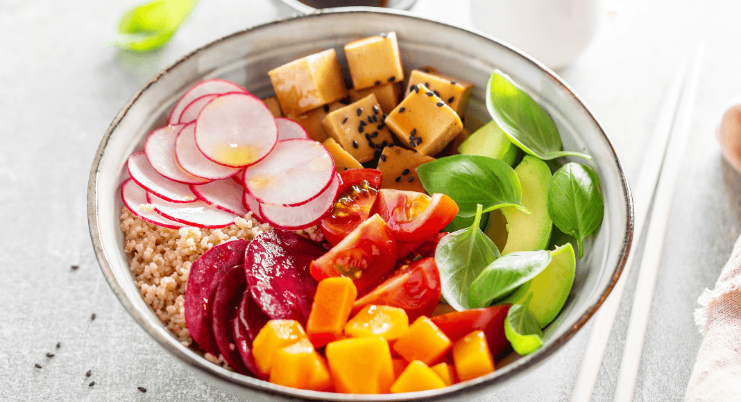 bowl of vegetables, vegan and vegetarian-friendly